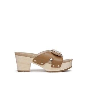 Dr. Scholl's Original Max Too Wood-Bottom Platform Sandals Honey Size 7 EUC